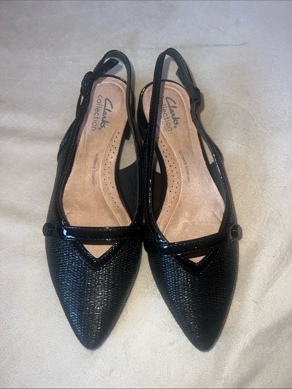 Clark’s Natalyn Black Slingback Pointed Flats